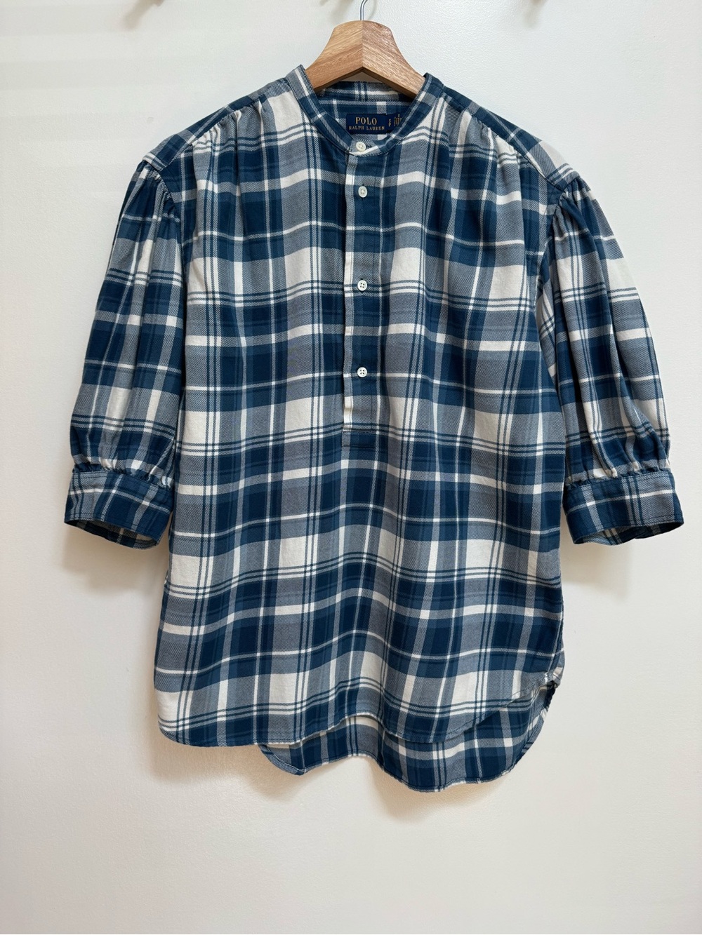Polo Ralph Lauren Cotton Plaid Popover Blouse Top Women Small Country Western - Picture 2 of 14